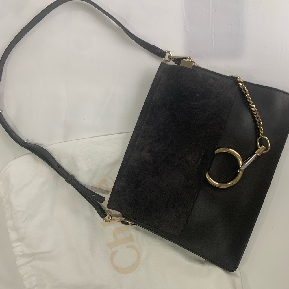 Chloe Faye Suede Calfskin Medium - Dark Grey
